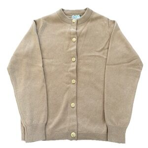 The Scotch House Womens Cashmere Cardigan Sweater Size 36 S/M Tan Gold Buttons